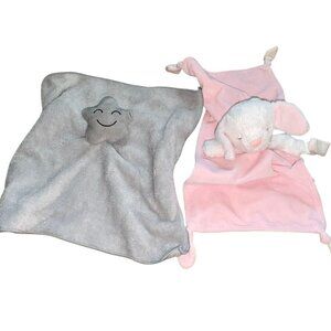 2 Piece Infant Lovey Set-White Bunny, Gray Star-Carter's, Etc-GUC